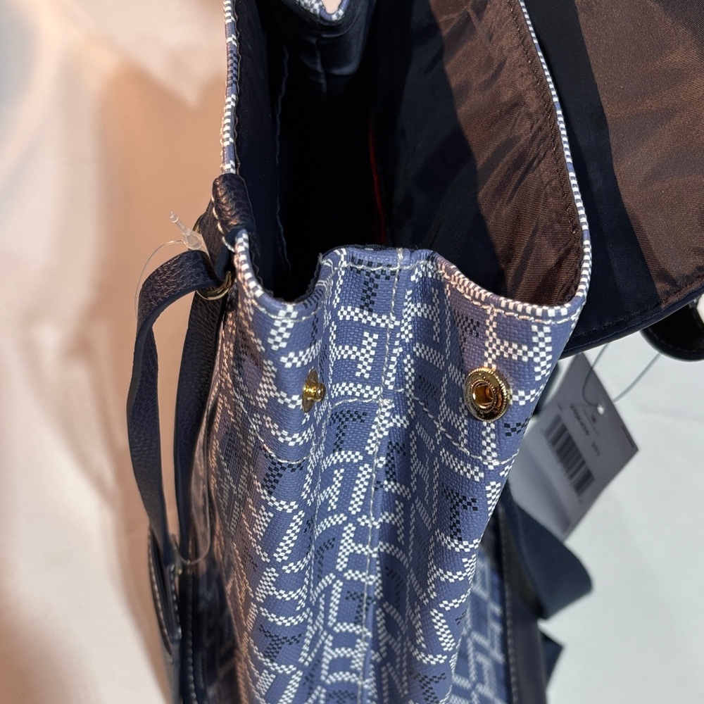 Tommy Hilfiger Backpack Andrea II Flap Faux Leather Blue & White NWT - Picture 10 of 14